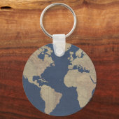 Gold und Blue World Map Schlüsselanhänger (Vorderseite)