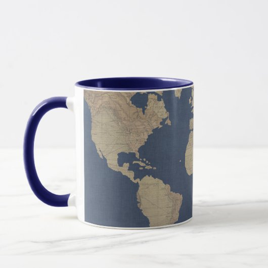 Gold und Blue World Map Tasse (Links)