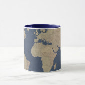 Gold und Blue World Map Tasse (Zentrum)