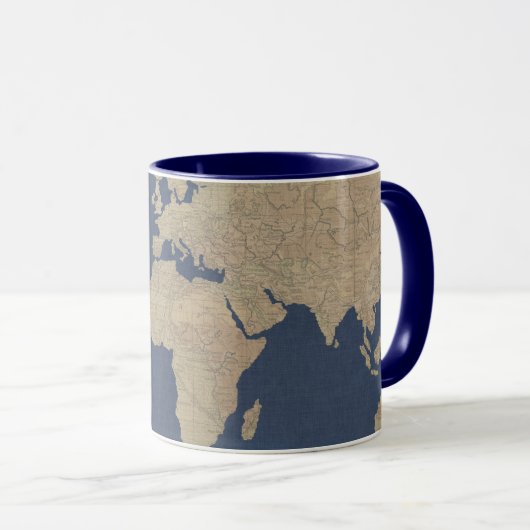 Gold und Blue World Map Tasse (VorderseiteRechts)
