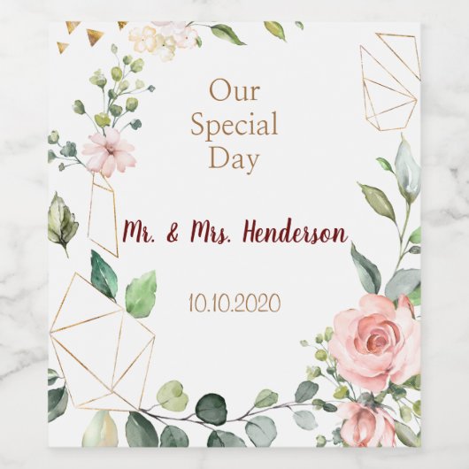 Gold und Blume Label-Set Weinetikett (Einzelnes Label)