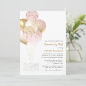 Gold und Blush Baby oder Brautparty per Mail Einladung (Stehend Vorderseite)