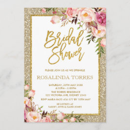 Gold und Blush Rose Bridal Polterabend Einladung