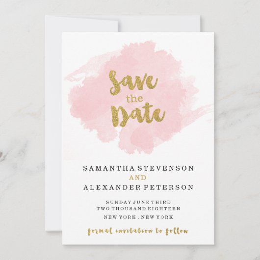 Gold und Blush Save the Date (Vorderseite)