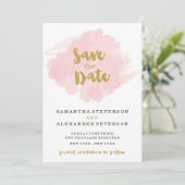 Gold und Blush Save the Date (Stehend Vorderseite)