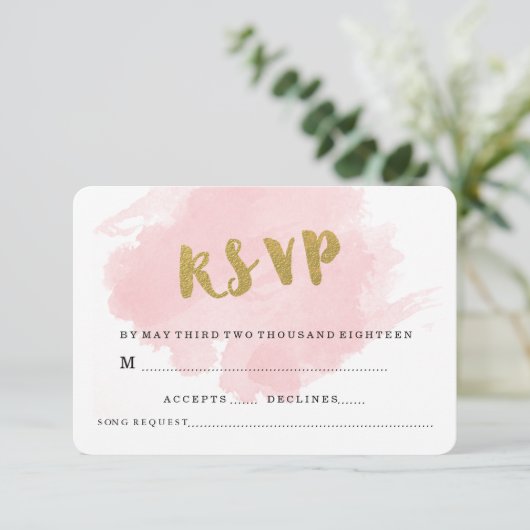 GOLD UND BLUSH WEDD RSVP (Stehend Vorderseite)
