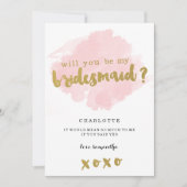 Gold und Blush wirst du meine Bridesmaid sein? Einladung (Vorderseite)