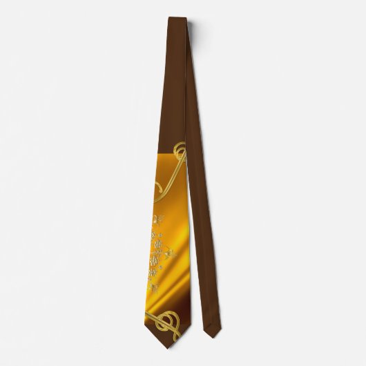 Gold und Braun Farbe Neck Tie Krawatte (Vorderseite)