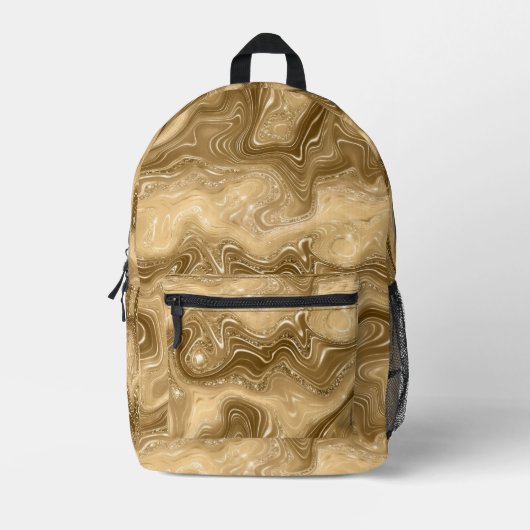 Gold und brauner Marmor Bedruckter Rucksack (Vorderseite)