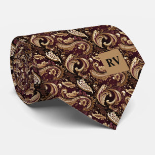 Gold- und Brauntöne florales Paisley-Muster Krawatte