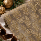Gold- und Bronzebrown-Damask-Fauxvelvet-Weihnachte Geschenkpapier