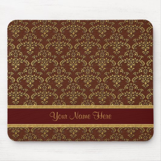 Gold und Brown Damask Mousepad (Vorne)