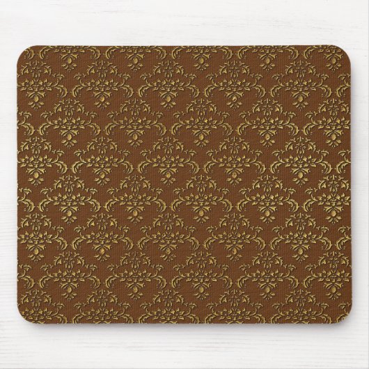 Gold und Brown Damask Mousepad (Vorne)