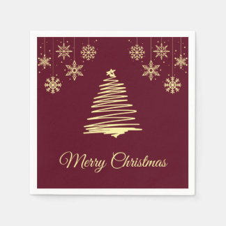 Gold und Burgandy Frohe Weihnachten Napkins Serviette