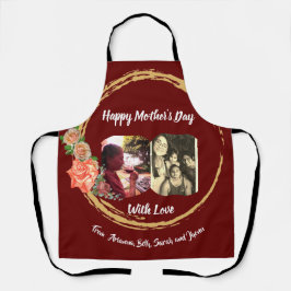 Gold und Burgandy Rose Muttertag Schürze