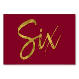 Gold und Burgund Elegante Tischnummer 6