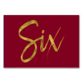 Gold und Burgund Elegante Tischnummer 6 (Rückseite)