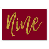 Gold und Burgund Elegante Tischnummer Nine (Rückseite)
