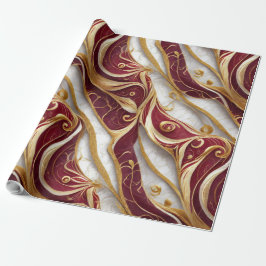 Gold- und Burgund-Marmorfluss Geschenkpapier