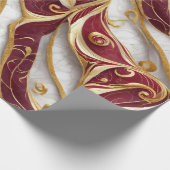 Gold- und Burgund-Marmorfluss Geschenkpapier (Ecke)