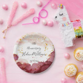 Gold und Burgund zum Jahrestag der Hochzeit Pappteller (Party)