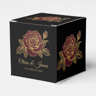 Gold und Burgunderrose Moody Dark Romance Hochzeit Geschenkschachtel