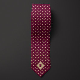 Gold und Burgundy Cat Monogram Krawatte