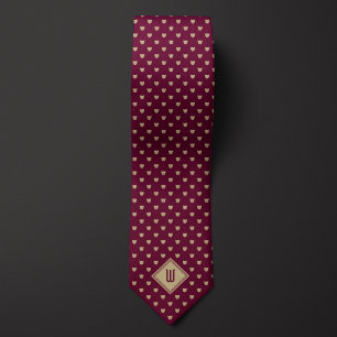 Gold und Burgundy Cat Monogram Krawatte