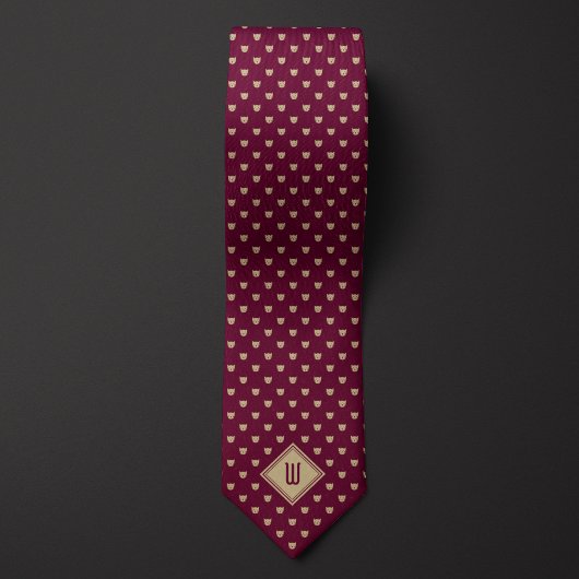 Gold und Burgundy Cat Monogram Krawatte
