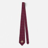 Gold und Burgundy Cat Monogram Krawatte (Vorderseite)