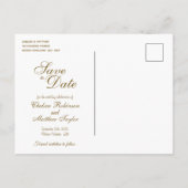 Gold und Burgundy Lace Save the Date Postkarte (Rückseite)
