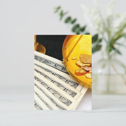 Gold und Cash Postkarte (Stehend Vorderseite)