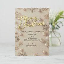 Gold- und Creme-Weihnachtsfeier-Einladung
