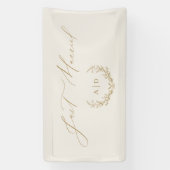 Gold- und cremefarbene Lorbeer-Monogramm-Just-Marr Banner (Vertikal)