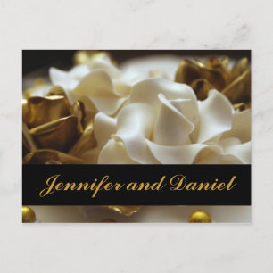 Gold- und cremefarbene Rosen-Hochzeitseinladungska Einladungspostkarte