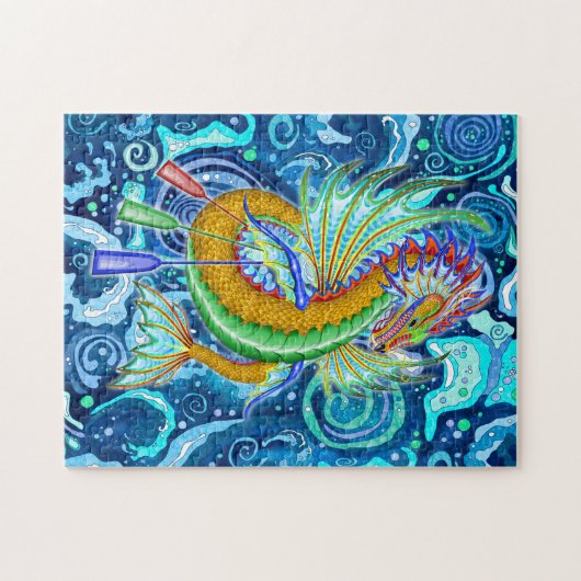 Gold und der Drache für grünes Wasser Puzzle (Horizontal)