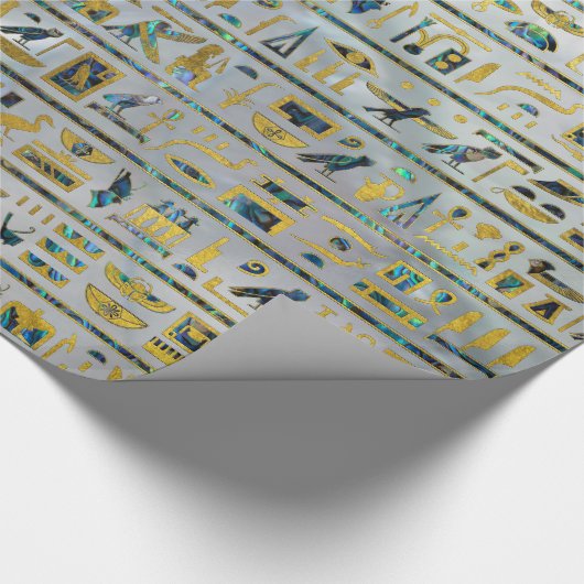 Gold- und der Ohrschneckeägyptische Hieroglyphen Geschenkpapier (Ecke)