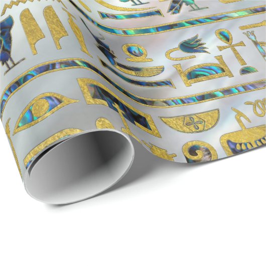 Gold- und der Ohrschneckeägyptische Hieroglyphen Geschenkpapier (Rolleneckpunkt)