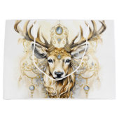 Gold und Diamant Glittery Deer Große Geschenktüte (Vorderseite)