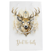 Gold und Diamant Glittery Deer Mittlere Geschenktüte (Vorderseite)