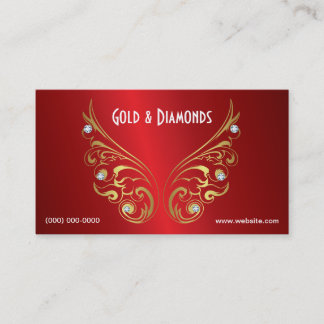 Gold-und Diamant-rote metallische Visitenkarte