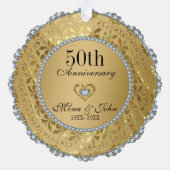 Gold und Diamanten 50. Hochzeitstag Ornament Karte (Rückseite)