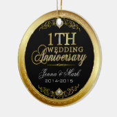 Gold und Diamanten zum ersten Hochzeitstag Keramikornament (Links)