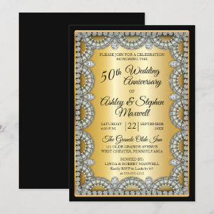 Gold- und Diamantene Hochzeit Feierparty Einladung