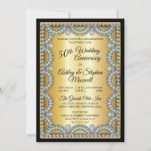 Gold und Diamond 50-jähriges Party zum Hochzeitsta Einladung (Vorderseite)