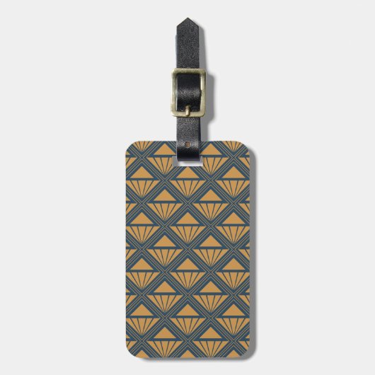 Gold und dunkelblau Art Deco Design mit Rhombus Gepäckanhänger (Vorderseite vertikal)