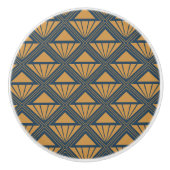 Gold und dunkelblau Art Deco Design mit Rhombus Keramikknauf (Vorderseite)