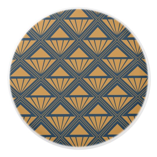 Gold und dunkelblau Art Deco Design mit Rhombus Keramikknauf (Vorderseite)