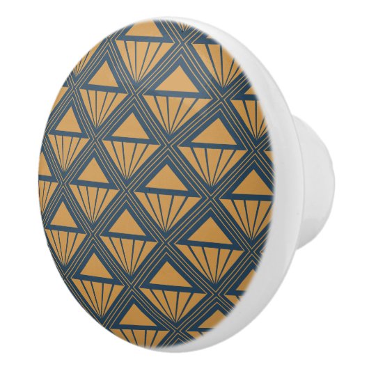Gold und dunkelblau Art Deco Design mit Rhombus Keramikknauf (Rechts)