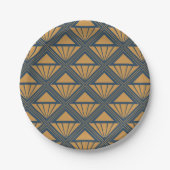 Gold und dunkelblau Art Deco Design mit Rhombus Pappteller (Vorderseite)